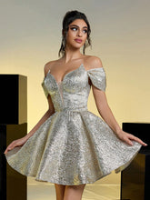Elegant And Romantic Metal Jacquard Design Strapless Waist Tightening Short Christmas Party Prom Dress